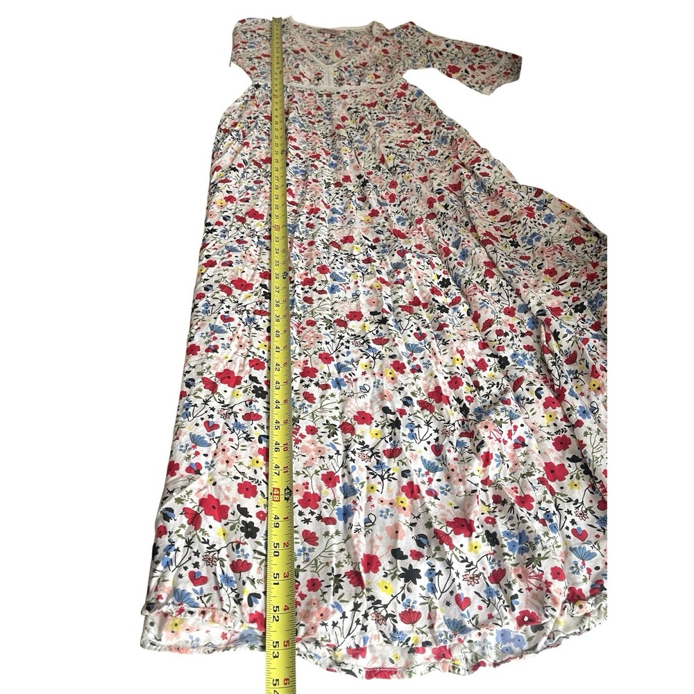 Kos Resort V-Neck Floral Maxi Dress Cottagecore Prairiecore Romantic Sz SMALL - Picture 14 of 16